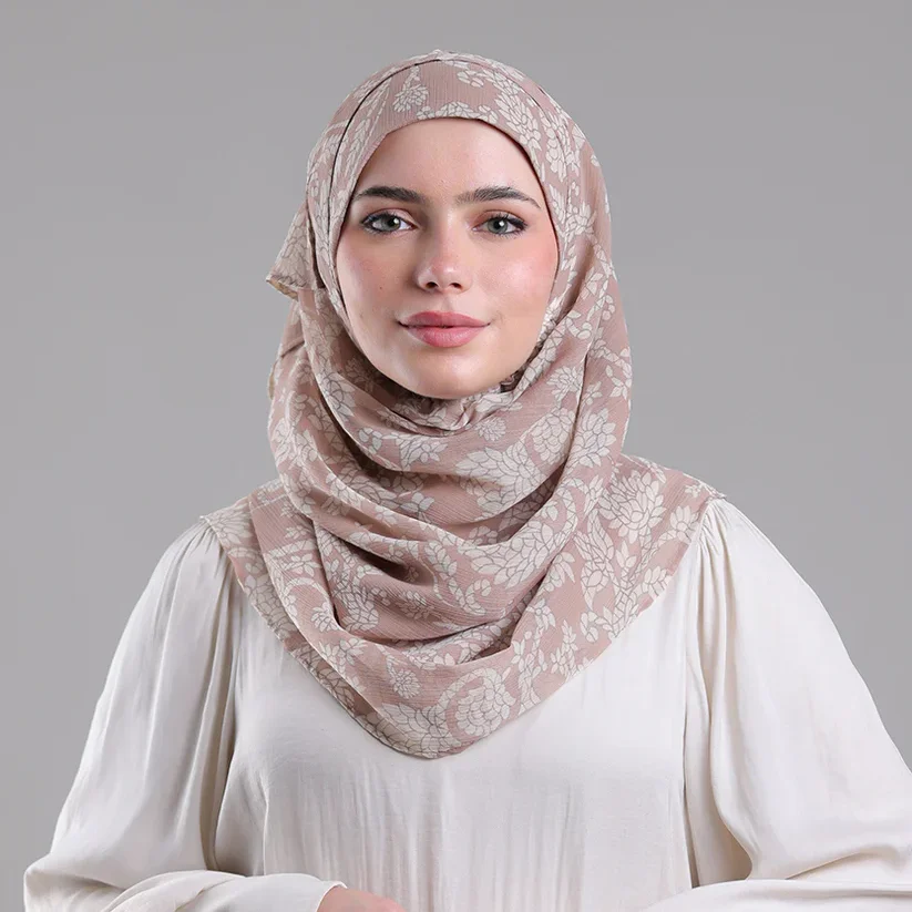 Pearl Chiffon Hijab Scarf Printed Dot Shawls Malaysian Arab Headscarf Wraps for Women Flower Foulard Bufanda Tudung Bawal