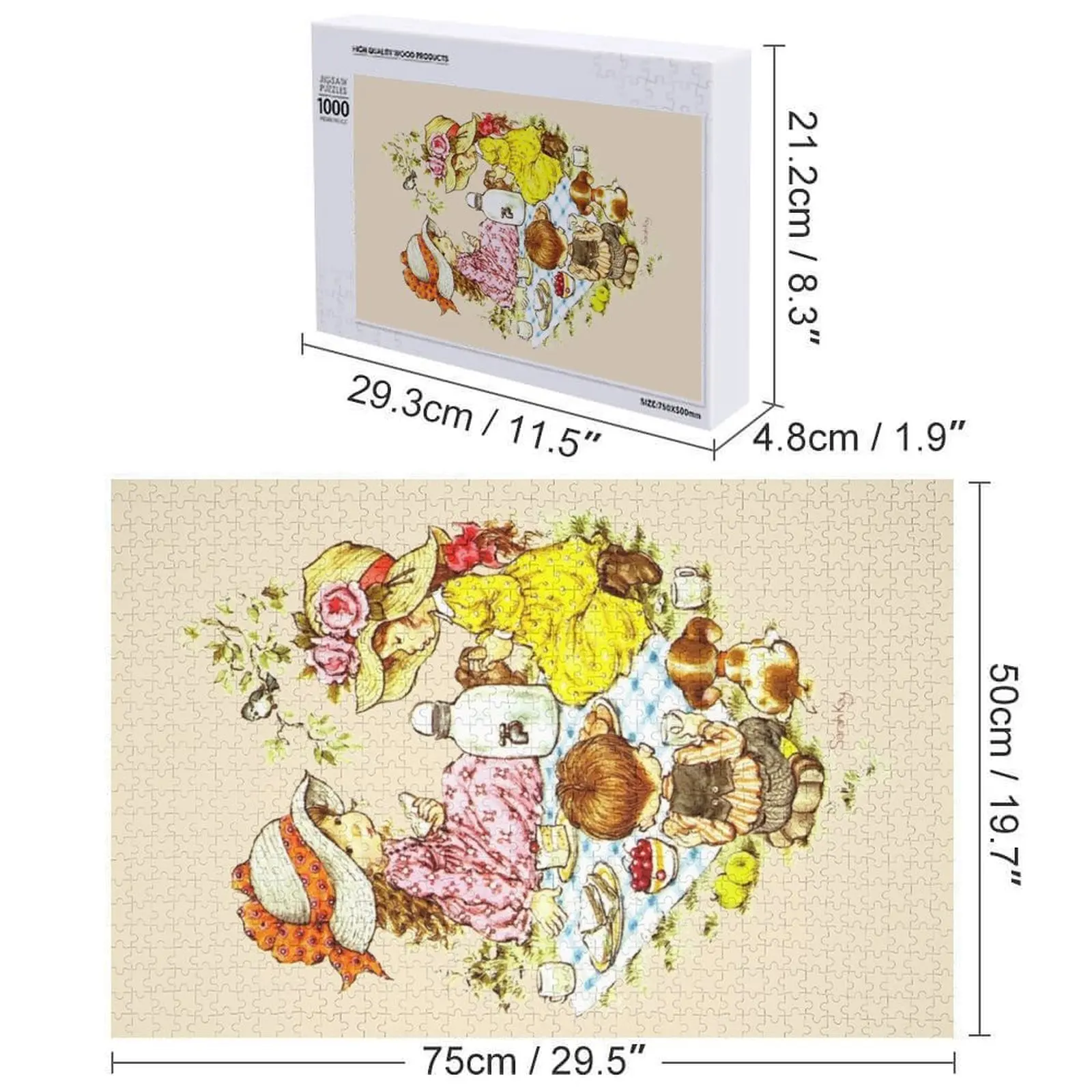 Сара Кей - Пикник с друзьями (цвет гидрости) Пазл для взрослых Деревянный на заказ Деревянное имя Персонализированный подарок Пазл для свадьбы