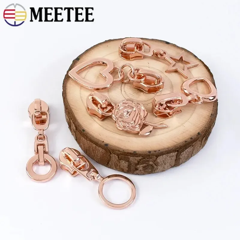 5/10/20Pcs 5# RoseGold Zipper Puller Sliders for Nylon Zippers By The Meter Repair Closure Zips Head Zip Lock Sewing Accessories
