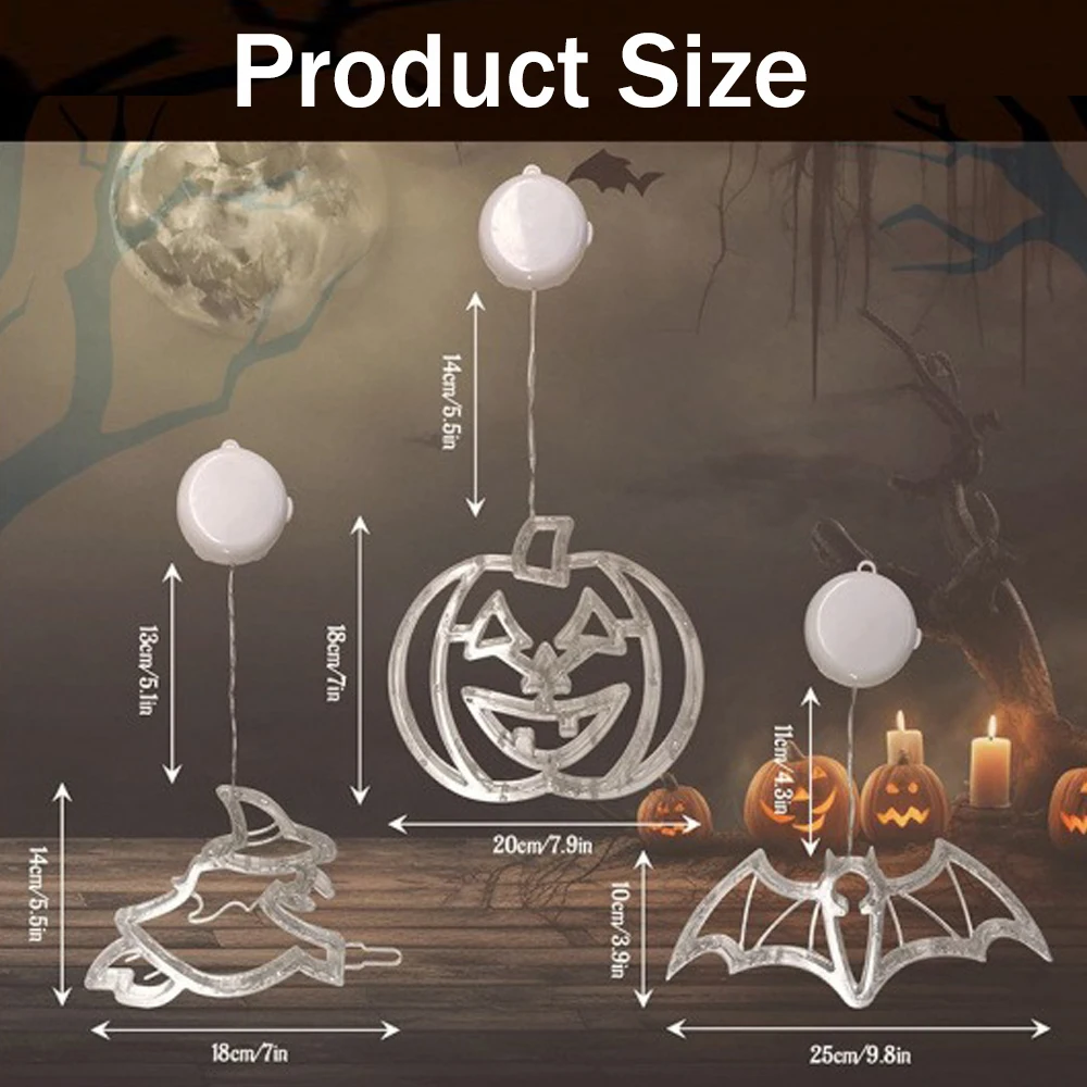Halloween LED Sucker Lamp Window Hanging Pumpkin Witch Grimace Bat LED Light,Halloween Ghost Festival Glowing Suction Cup Light