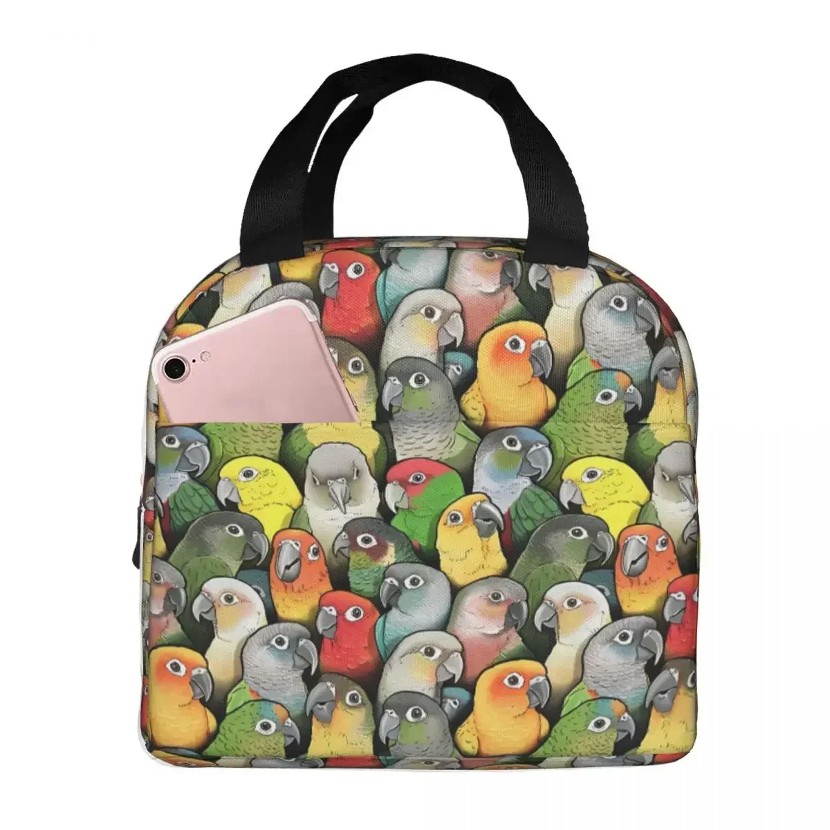 Colour Of Conures Lunch Bag Box Parrot Pet Bird Children Aluminum  Foil Portable Lunchbox