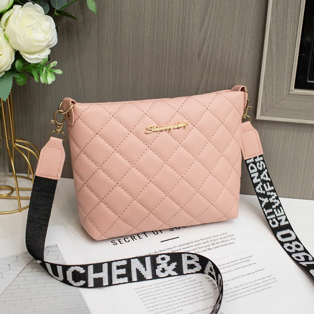 New PU Leather Small Messenger Bag Women Trend Lingge Embroidery Female Shoulder Bags Fashion Chain Ladies Crossbody Purse