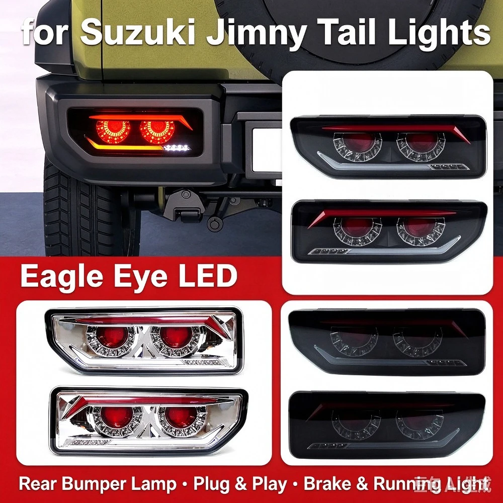 Upgrade Tail Light Assembly Eagle Eye Devil Eye Style DRL Brake Reverse Warning Tail Lamp Modified for Suzuki Jimny 2018-2026