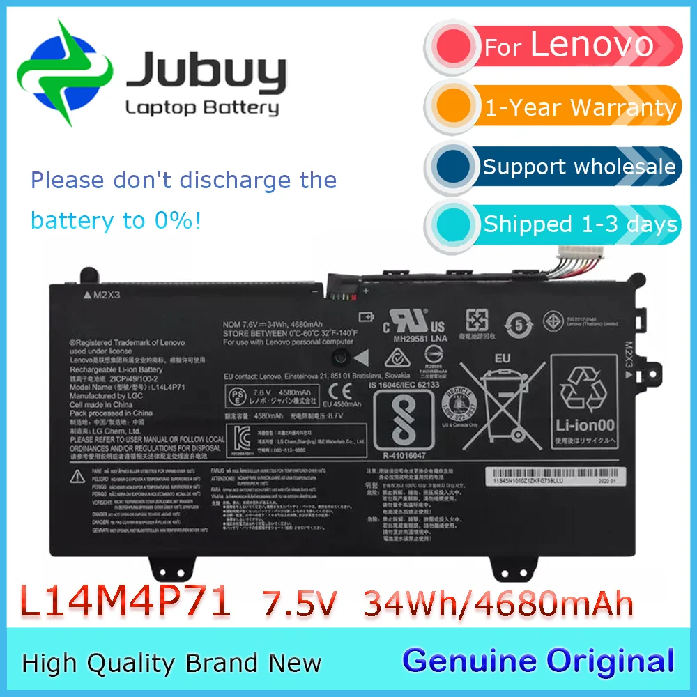 Brand New Original L14M4P71 7.5V 34Wh Laptop Battery for Lenovo Yoga 3 1170 3-11 700-11ISK L14M4P73 L14L4P71 5B10G52141