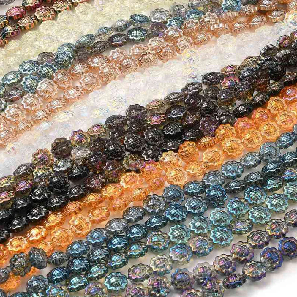 

10Strand Sunflower Glass Beads Transparent Electroplate Flower Beads Strands for DIYjewelry making Decor, about 44pcs/strand