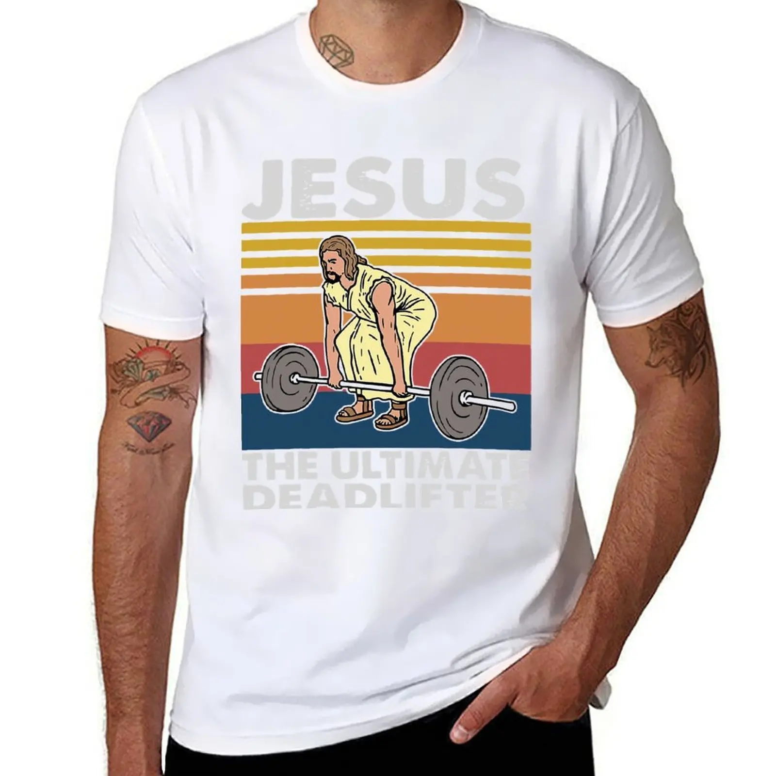 

Vintage Jesus The Ultimate Deadlifter Funny Workout Gym Retro Edition Gift Classic T-Shirt man t shirt cotton T-Shirt