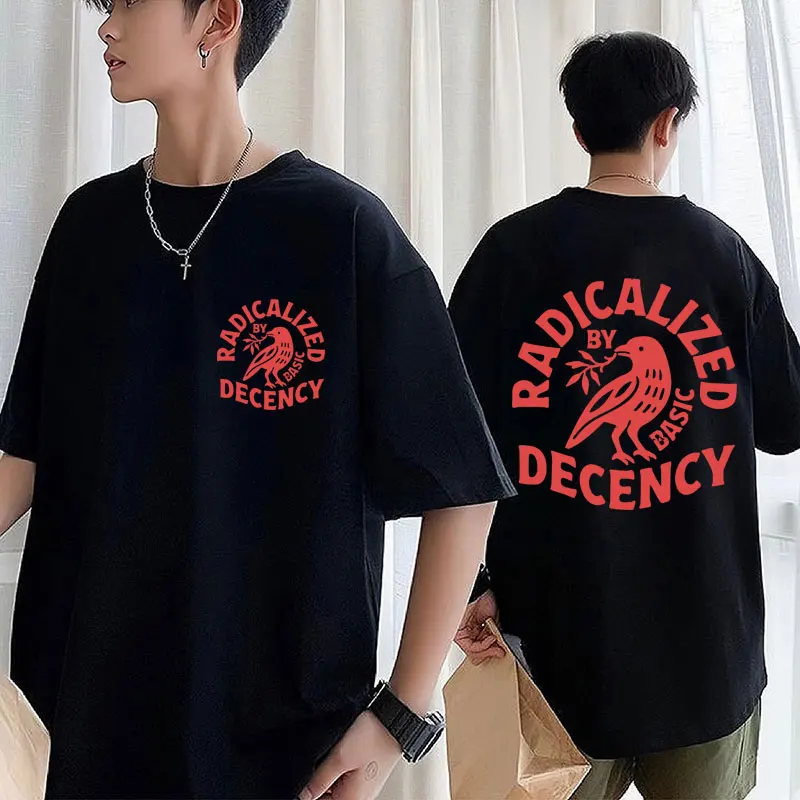 

Забавная футболка с надписью Basic Decency Bird Meme для мужчин и женщин, модные футболки для творчества, хлопковые повседневные футболки большого размера, уличная одежда