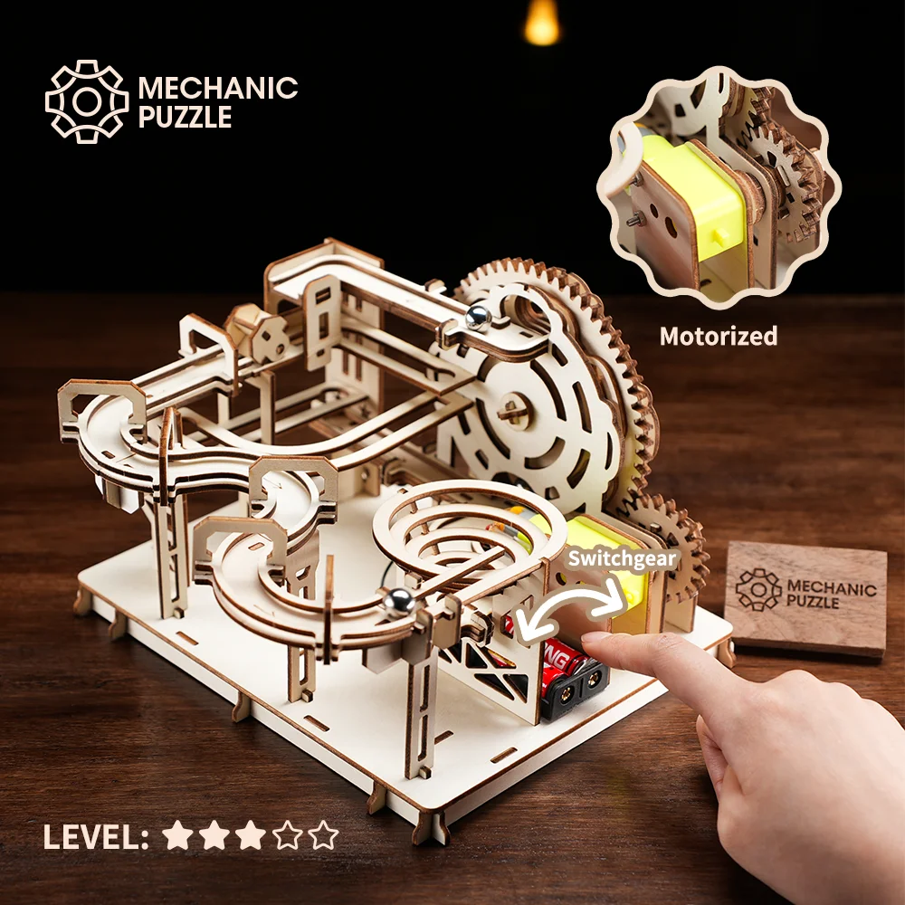 3D Wooden Puzzle DIY High Complexity Marble Run Puzzle Set Party Games for Teens Building Block Model Toys Best Gift For Kids