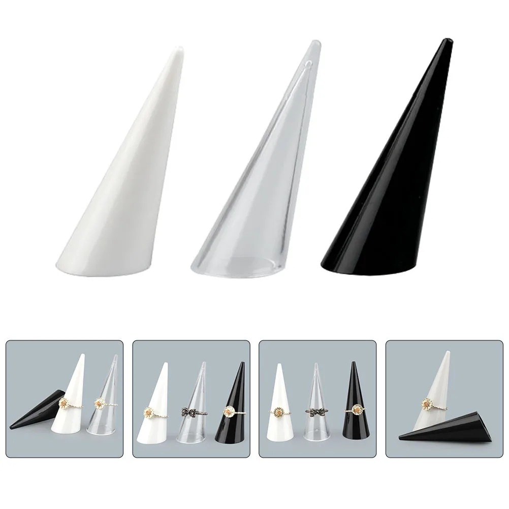

6Pcs Finger Ring Display Stands Cone Shape Acrylic Holders Compact Lightweight Jewelry Organizer for Retail Ring Rack