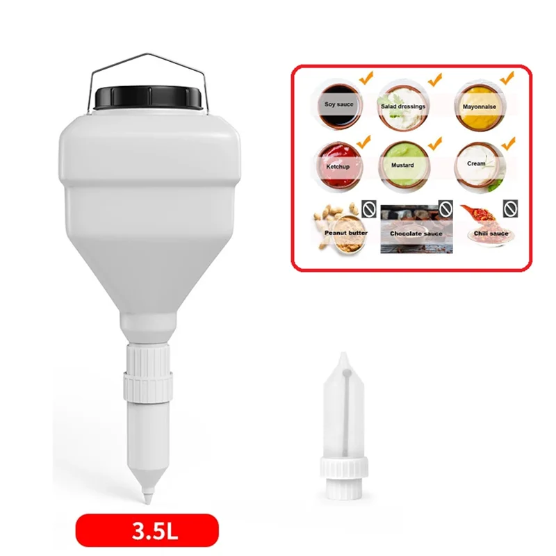 Botellas para apretar condimentos colgantes, botella cuadrada de 3,5 L y boquillas dispensadoras, salsa de gran diámetro