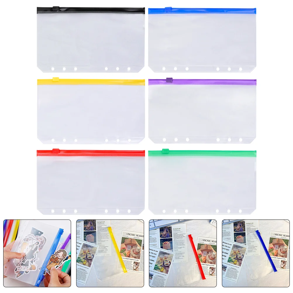 Zippered Portfolio Loose-leaf Book Zippers Transparent Documents Bags Budget Money Binder