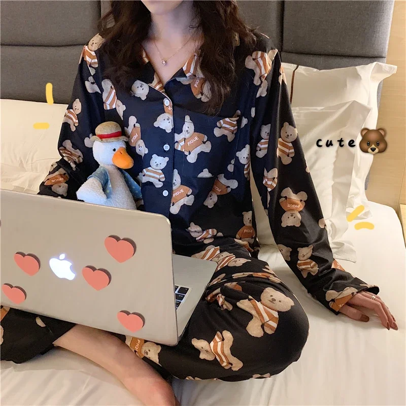 2023 New Pajamas Women Spring and Autumn Cotton Long Sleeve Cardigan Senior Feeling Can Be Worn Outside The Residential Suit Set