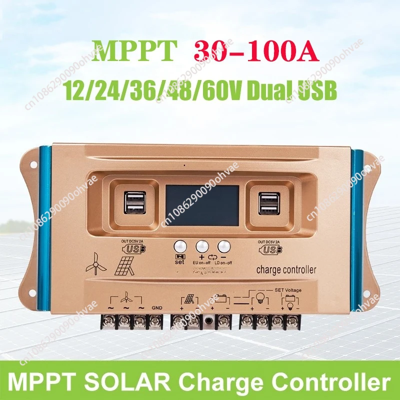 

30A/40A/60A/100A Wind-Solar Hybrid Charge Controller | MPPT Regulator, Dual USB Charge