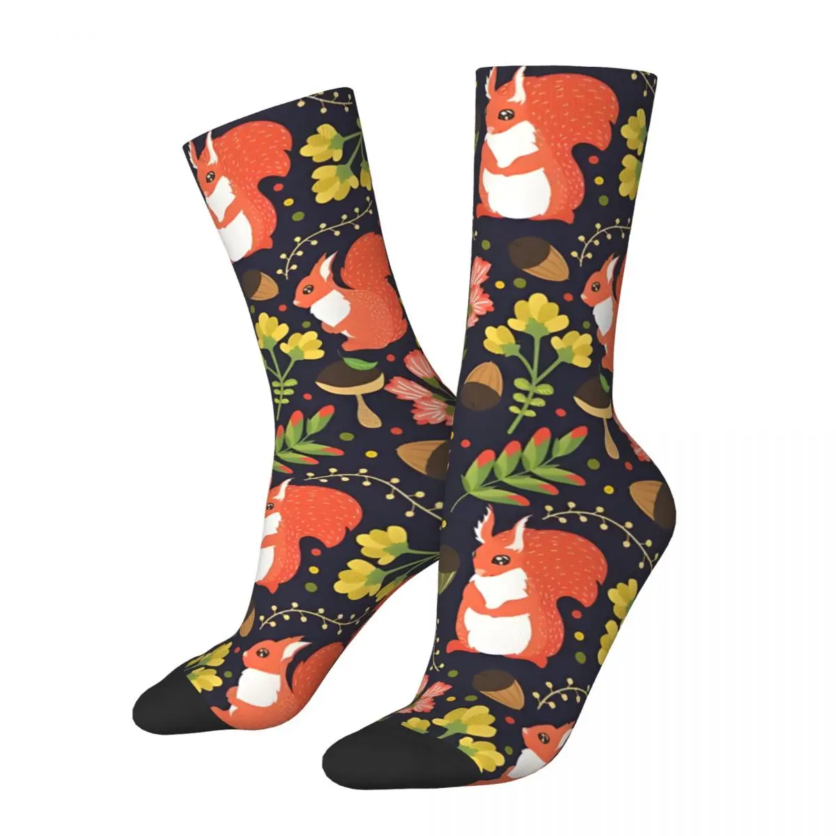 Crazy compression Squirrels Sock for Men Harajuku Seamless Pattern Crew Sock Novelty