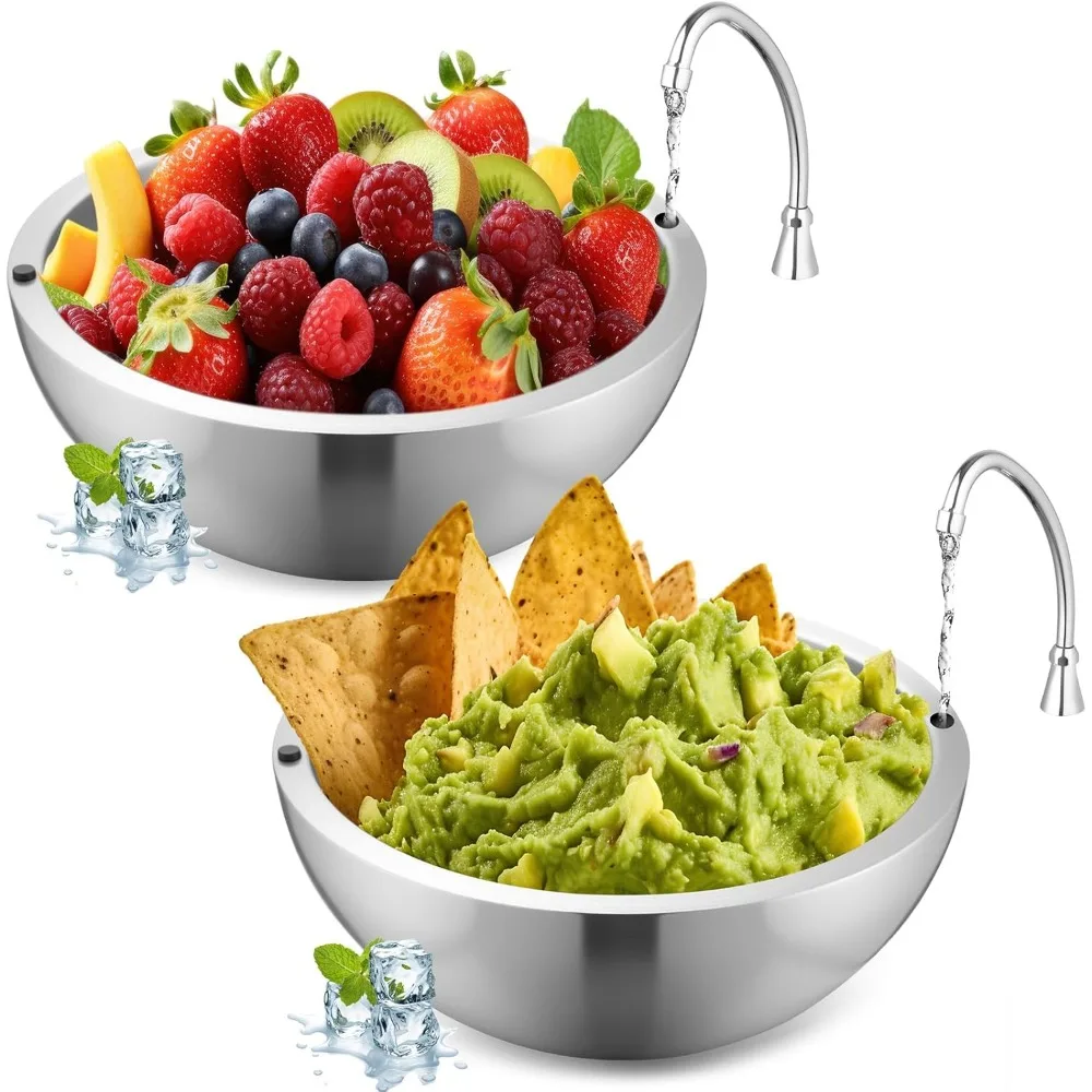 

Dip Chiller Bowl Stainless Steel Double Walled Insulated Ice Serving Bowl for Parties Condiments, Sauces, Salad Hot or Cold