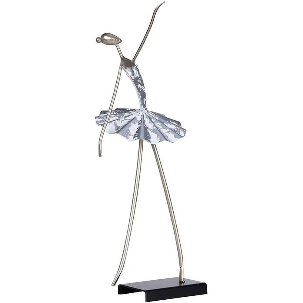 Ballerina Statue Dancing Girl Metal Sculpture Abstract Ornament Home Living Room Dance Studio Decoration Gift