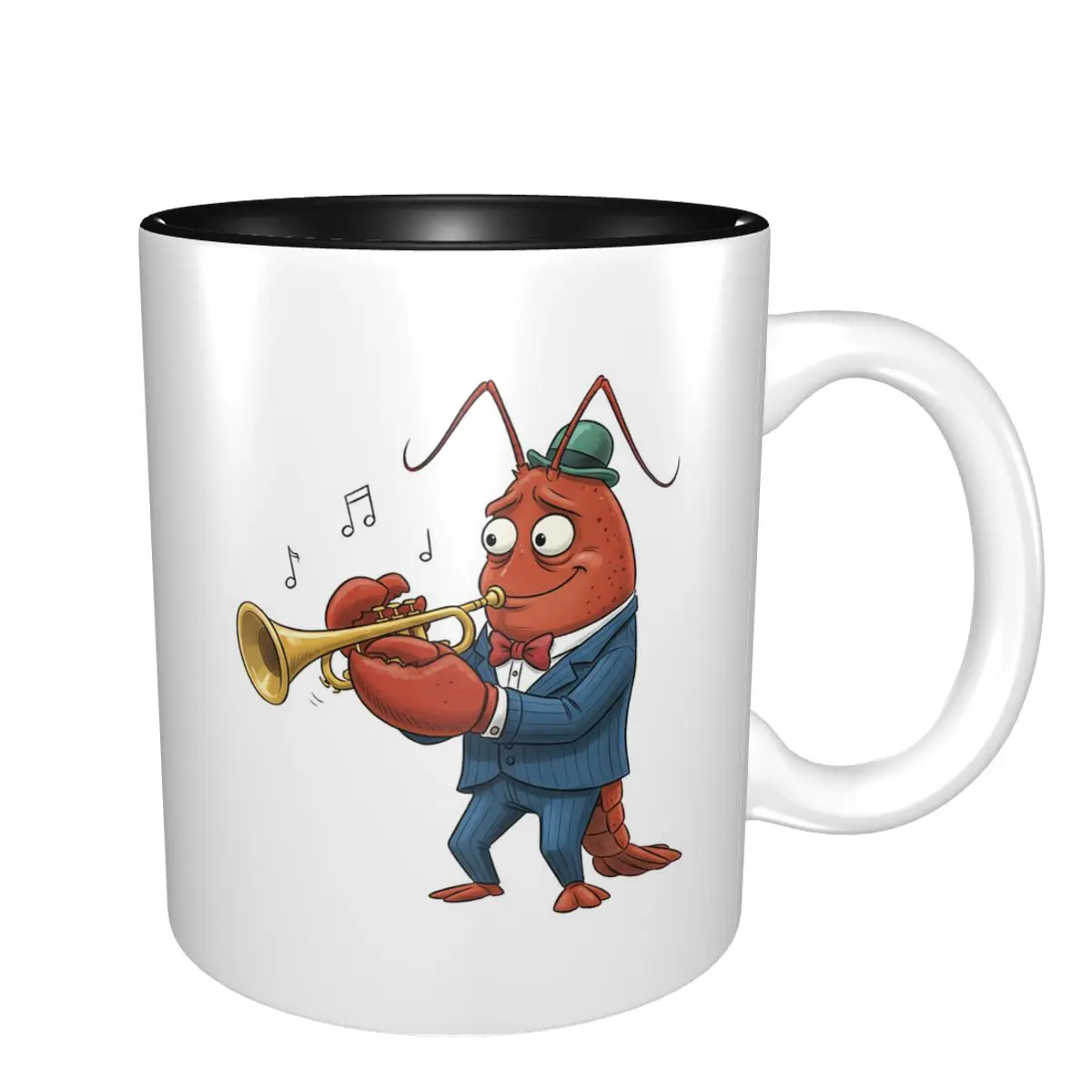 Funny Lobster Playing Trumpet Cartoon Music Character Illustration Mug Funny Ceramic Coffee Cups Tea Mugs Milk Cup Drinkware