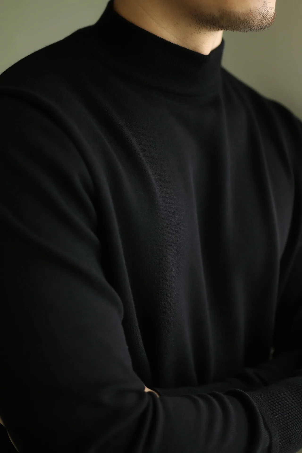 الرجال نصف الياقة المدورة طويلة الأكمام سترة الموضة الأمريكية سليم صالح ملابس العمل البلوفرات متماسكة قميص أساسي كبير الحجم #5