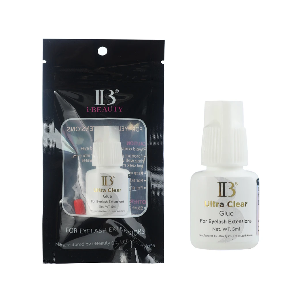 I Beauty-pegamento transparente para extensión de pestañas, adhesivo para tapa blanca, 5ml, secado rápido, pegamento IB de larga duración para profesionales