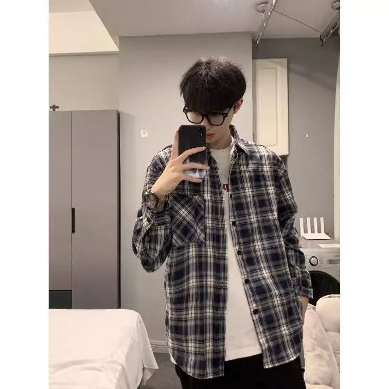 

Spring Large Size 300 Pou American Sle irt Long Sve Men's Loose Vintage Coat Outerwear Cheered Trendy Youth