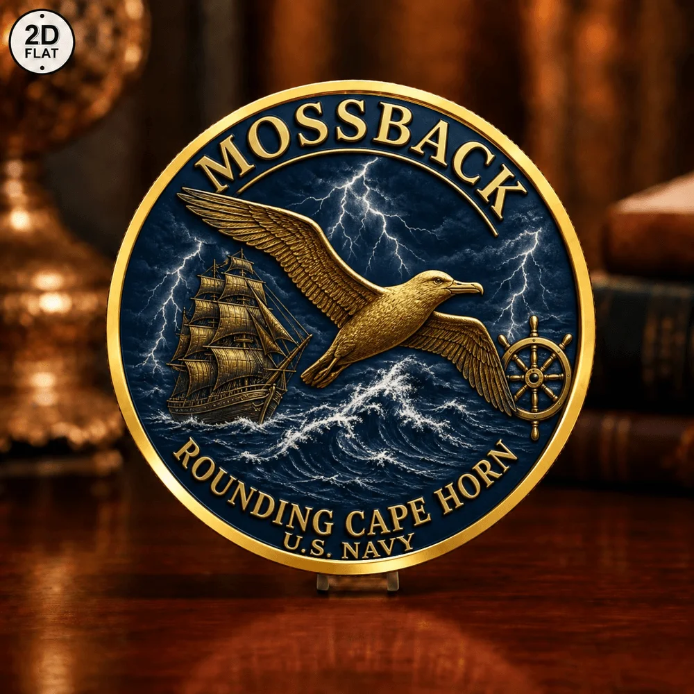1pc Nautical Arctic Polar Bear & Seagull Collectible Coin Blue Nose Mossback Sea Voyage Metal Token Maritime Lover Gift Decor