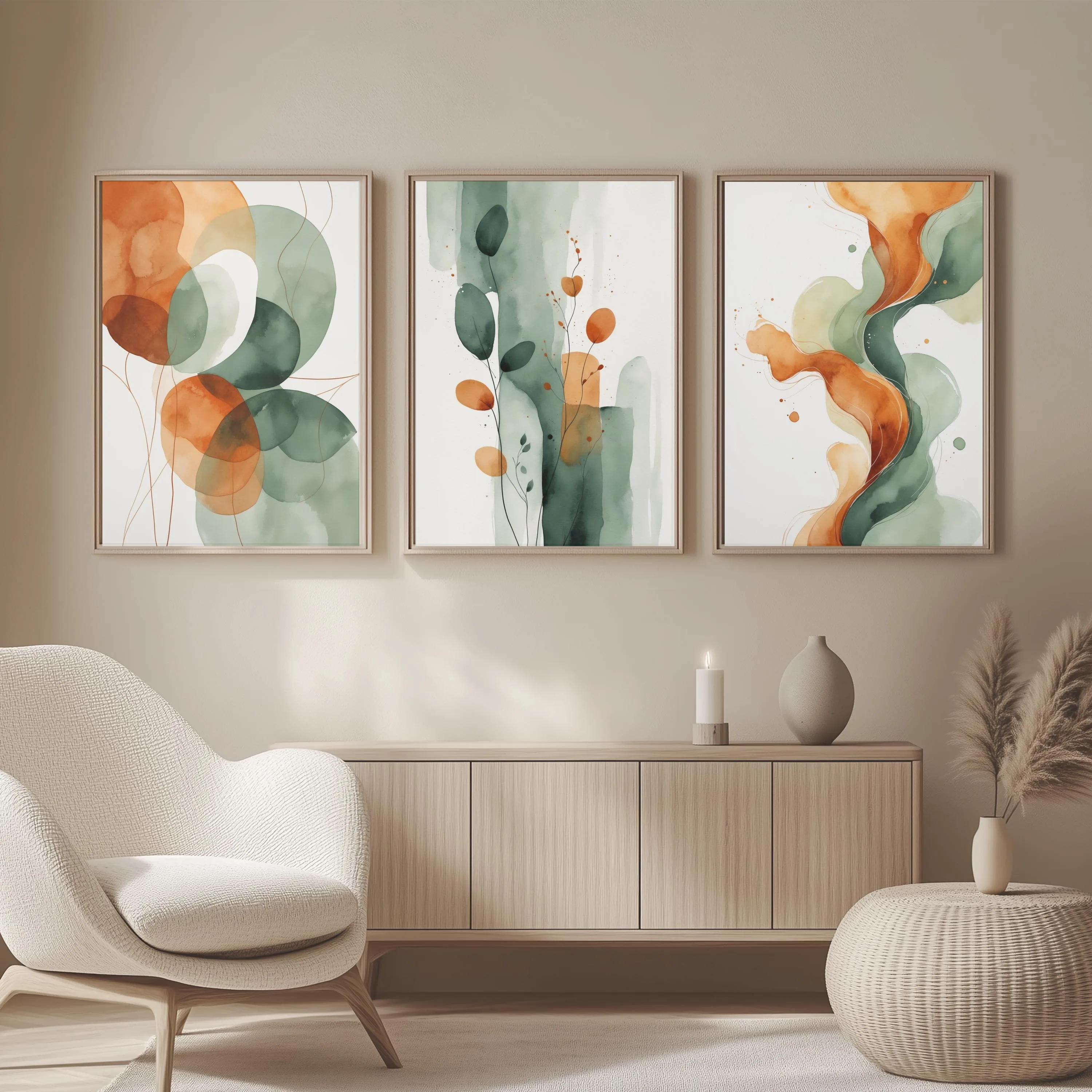 1pc Set Tiga Lukisan Dinding A - Abstract Canvas Set ulasan dan harga