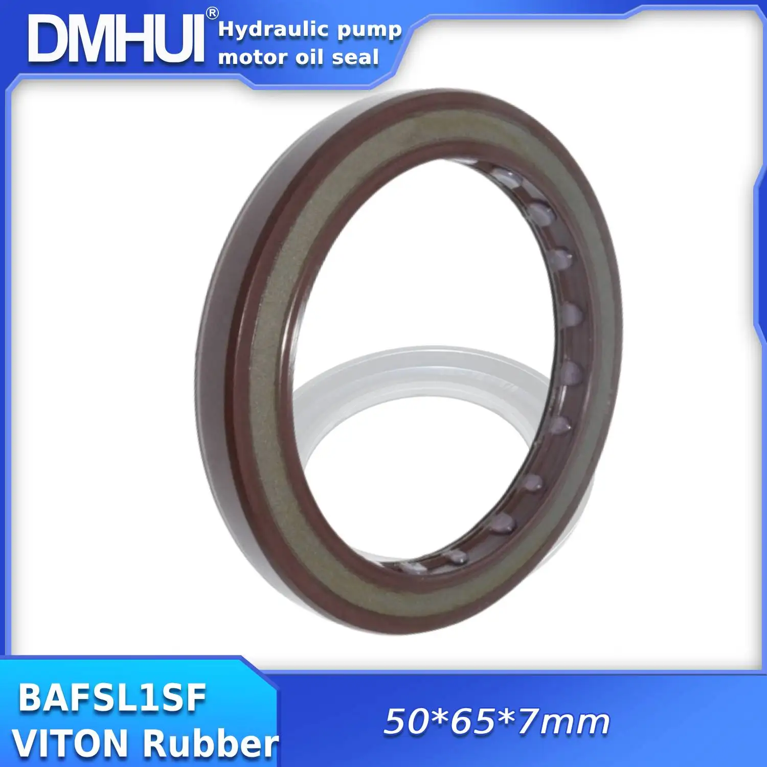 

DMHUI High Quality Rotary Shaft Oil Seals 50x65x7mm FKM Rubber BAFSL1SF Type Hydraulic Pump Spare Parts ISO 9001:2008