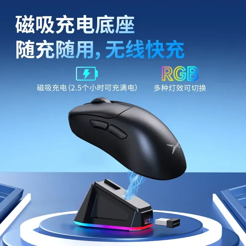 Delux M500 Pro Wireless Mouse 8k Paw3395 Three Mode Gaming Mouse Lightweight Ergonomics Long Battery Life Pc Gamer Accessories