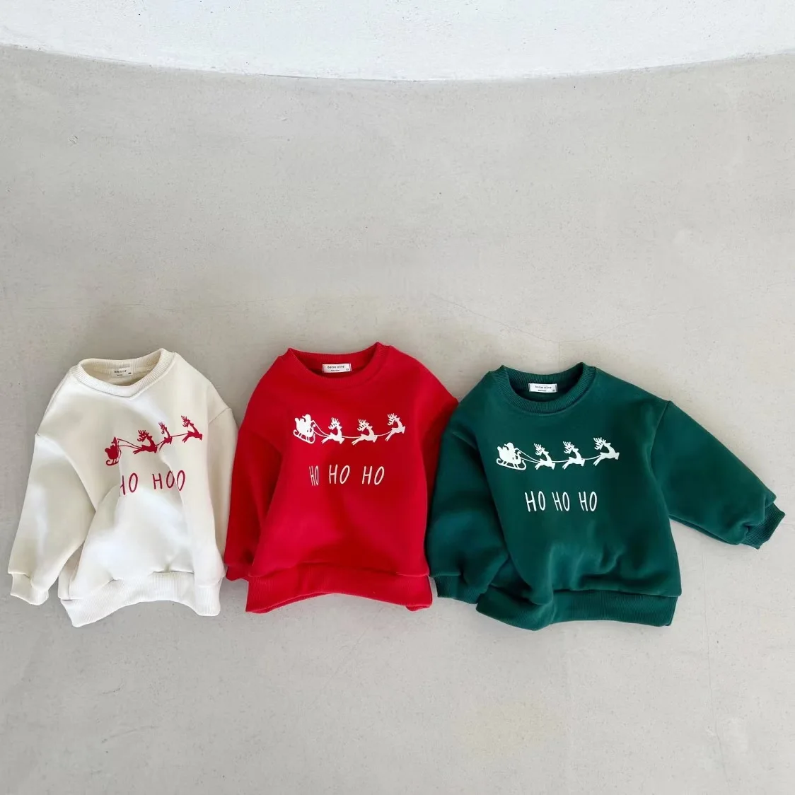 

Korean Version of 2025 Year Winter Boys and Girls' Cotton Soft Velvet Christmas Reindeer Versatile Hoodie