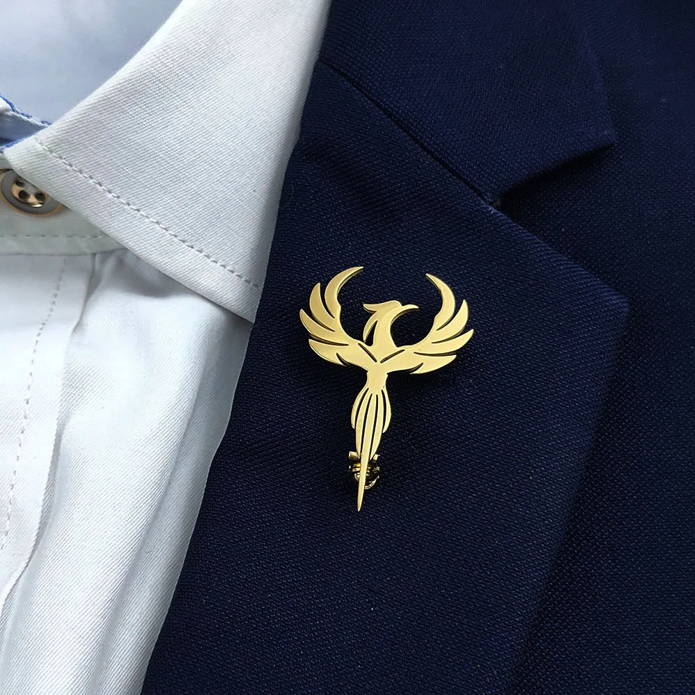 

Creative Phoenix stainless steel brooch, waterproof and non-fading suit accessories, men's lapel pin, husband gift