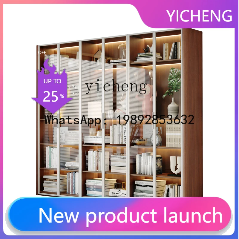 X4  Arc Display Cabinet for Figurines and Models, Household Glass Door Dustproof Bookcase
