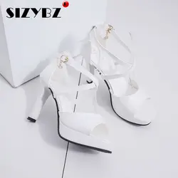 Super High Heels Pumps Women Shoes Summer Shoes Women Fashion Riband Ankle Strap Sandals Women Peep Toe Party Sandals Women