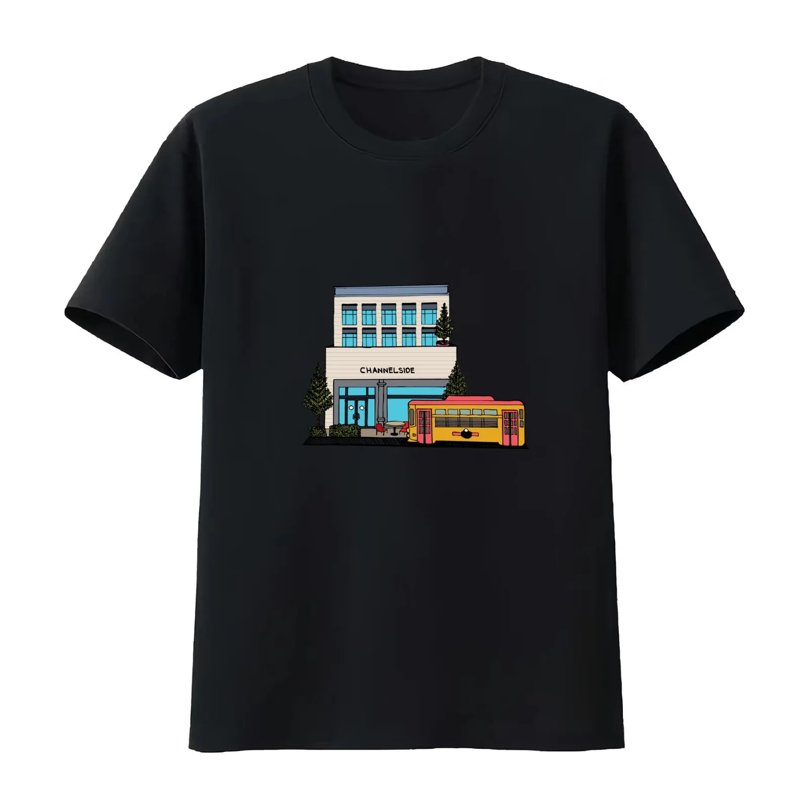 Trolley Passing Through Channelside in Tampa T-Shirt Summer Casual Cotton Tee Oversized Streetwear Tops Vintage Graphic Print
