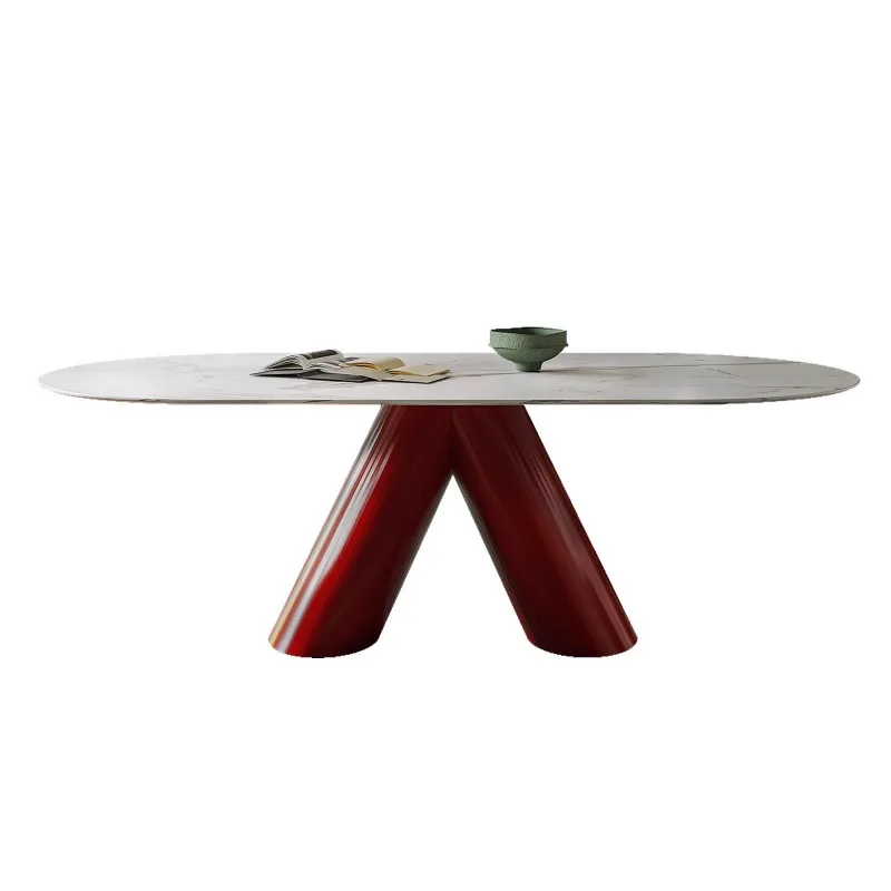 Bauhaus marble dining table household French medieval dining table and chairs 2025 new designer oval