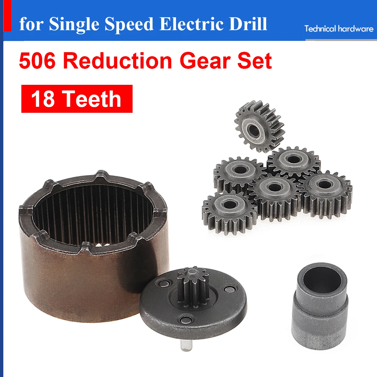 15 / 18 Teeth Single Speed Charging Drill Gear Set 12V Reduction Gear Accessories Planetary Gear Set for Motor