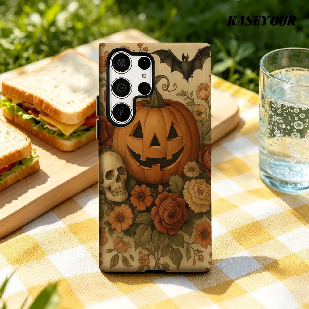 Halloween Centerpiece For Samsung Galaxy Phone Case S23 A57 S20 S25 FE S26 Plus S24 Ultra A56 A37 2-IN-1 Shockproof Bumper