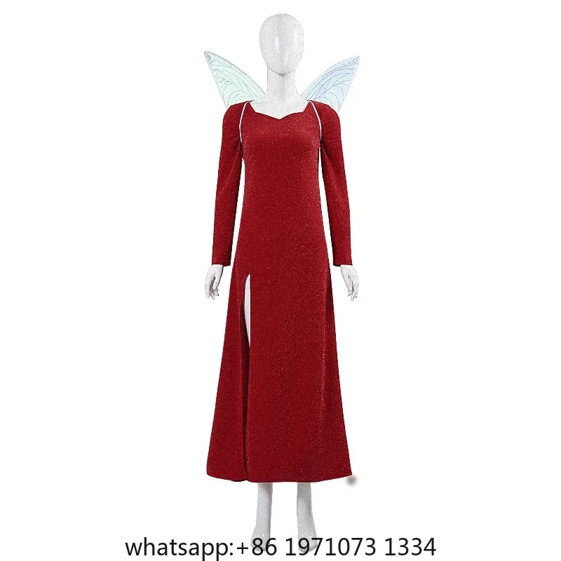 Movie Shrek Cosplay Costume Fairy Godmother Red Dress For Adult Women Halloween Carnival Disguise stage show Suit