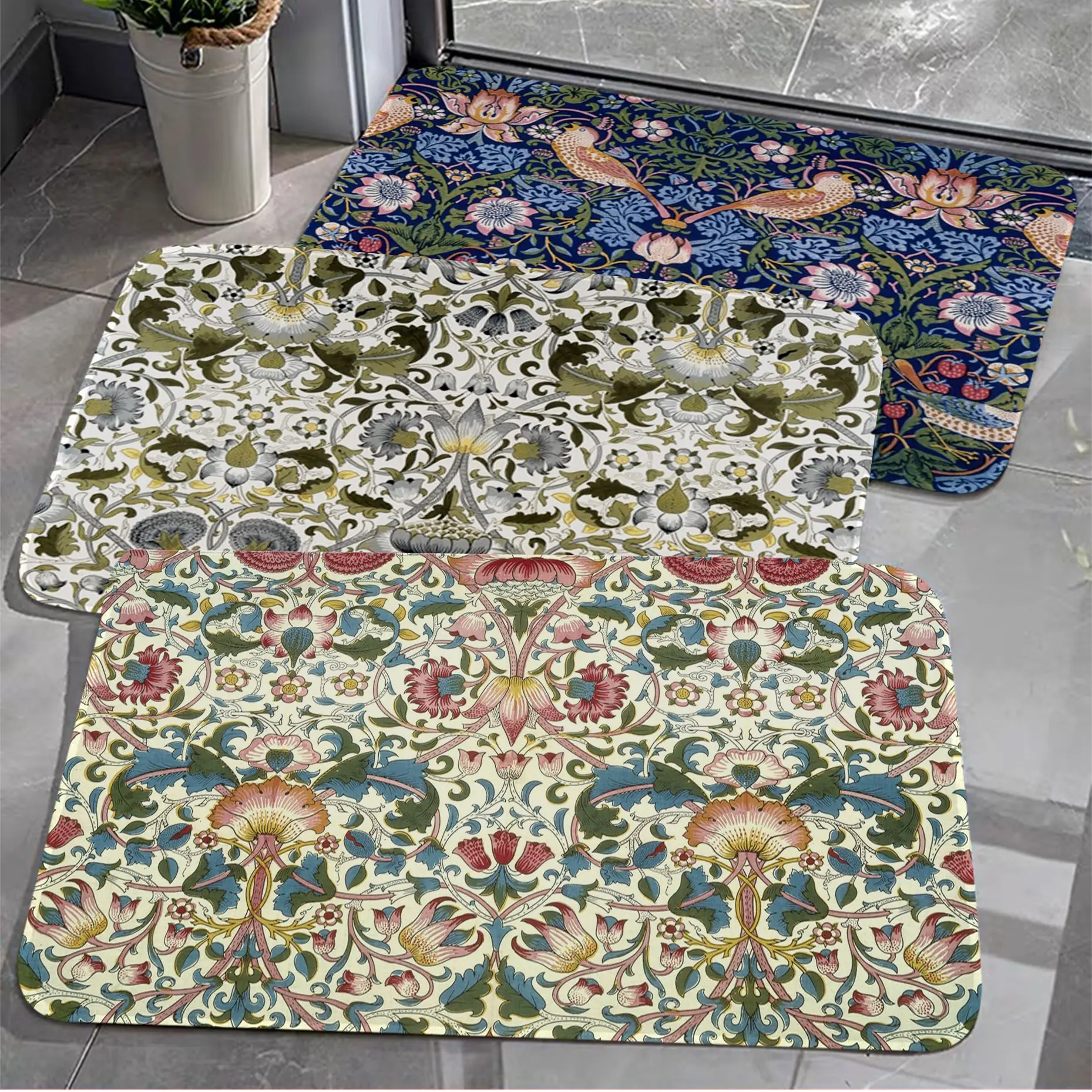 

William Morris Strawberry Floor Carpet Non-Slip Laundry Room Mat Laundry Decor Balcony Child Living Room Doormat Area Rug