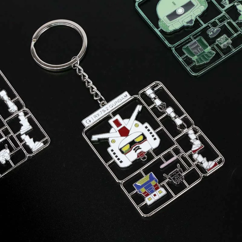 GUNDAM Metal Keychain Cartoon Fashion Hollow Out Pendant Children Backpack Decoration Anime Cool Night Glow Key Chain Kids Gift