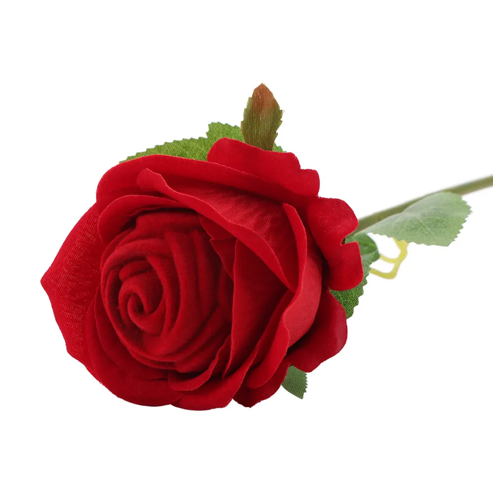 Portable Creative Wedding Ring Holder Realistic Red Velvet Rose Flower Ring Box Packaging 3D Red Rose Ring Bearer Case Gift Box
