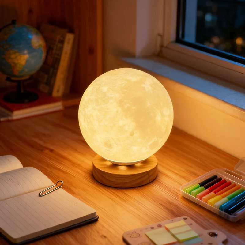 3D imprimé lune Plug-in veilleuse chambre chevet étude bureau lampe de Table chaud jaune ambiant créatif décoratif cadeau lampe