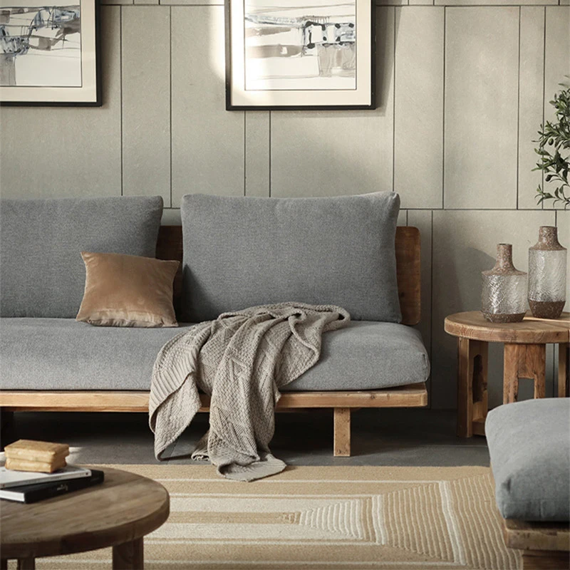 # Rustic Home Furniture Platform Hardwood Distressed Farmhouse Sofa For Living Room