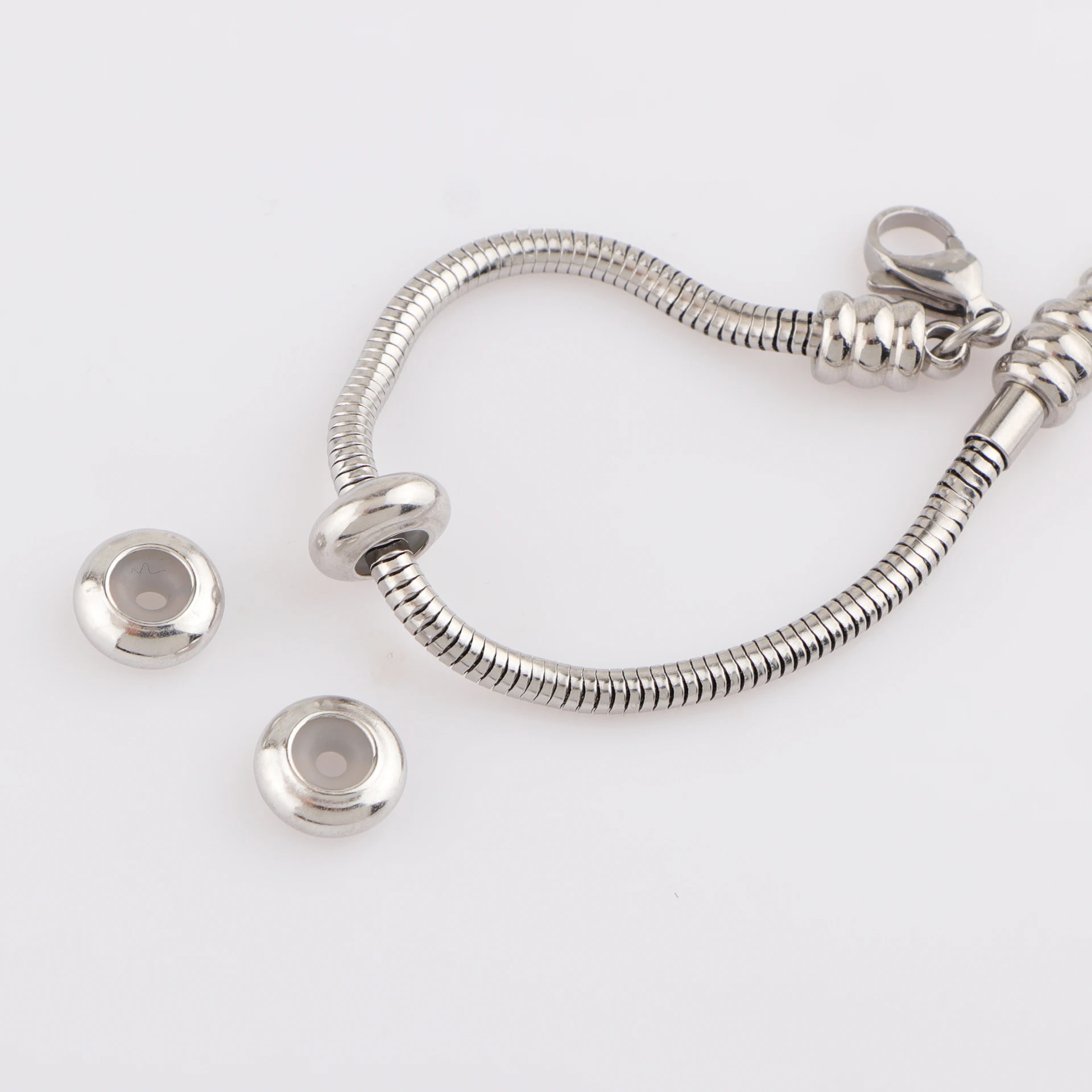 

100 шт./лот, медные пробки, бусины-зажимы, подвески с резиновой внутренней частью, браслет, сделай сам, бусины-разделители, изготовление ювелирных изделий