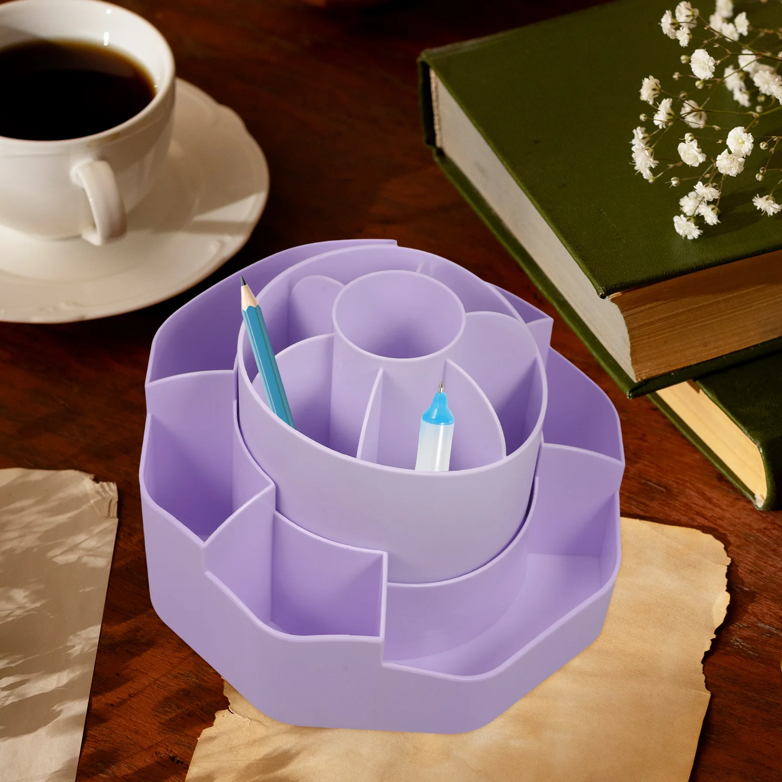 

Rotating Pen Holder Storage Box Desk ganizer Pencil Cup Stationery Box Brush Holder Detachable Mini Storage Vertical ganization