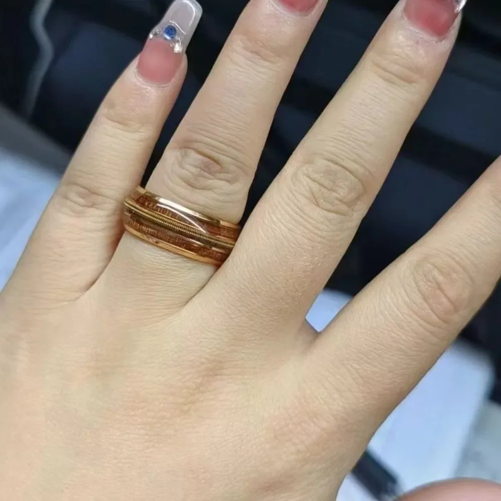 Fashion Guitar Line Wine Barrel Wooden Design Retro Ring Jewelry