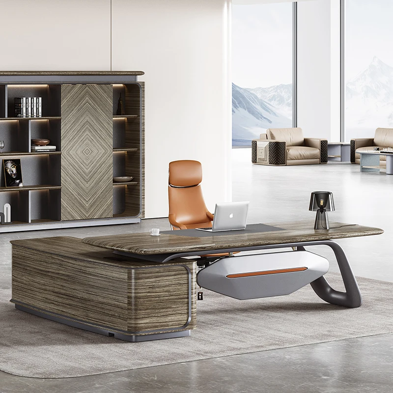 ❀zPengpai Modern Wooden Veneer Manager Executive Desk Luxury CEO Desk Office Executive Table%