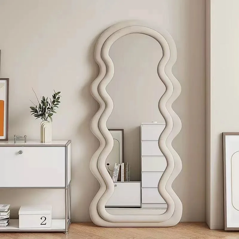 Dress mirror Internet celebrity cream ins bedroom light luxury floor full body mirror wall hanging fitting mirror