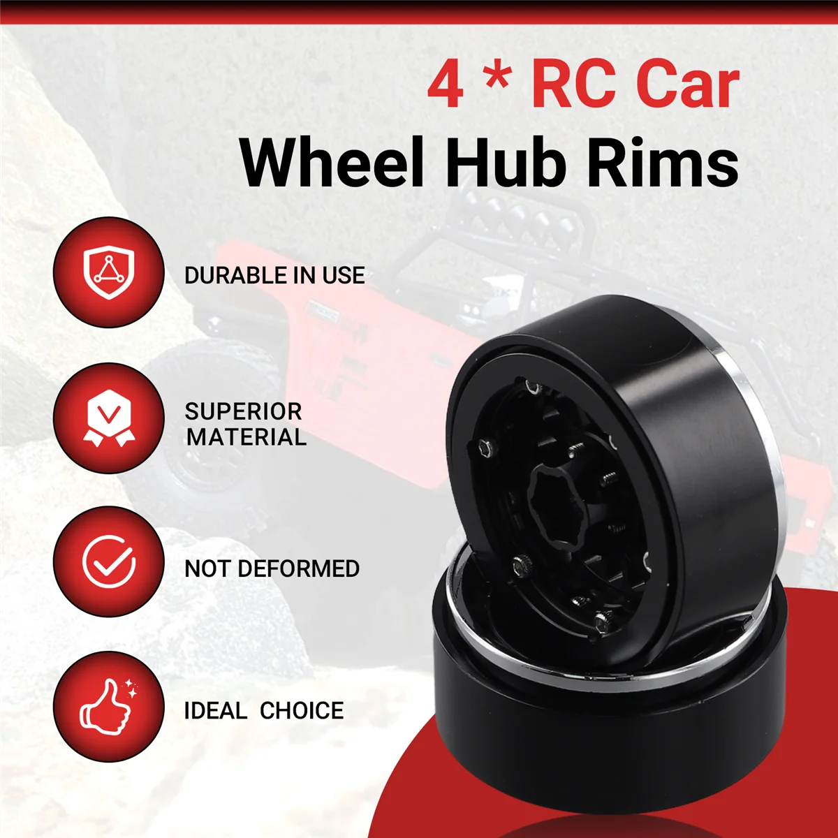 A88M 4 個 1.3 インチビードロックホイールハブリム RC クローラー車軸 1/24 1/18 TRX4M SCX24 アップグレードパーツ、シルバー & ブラック