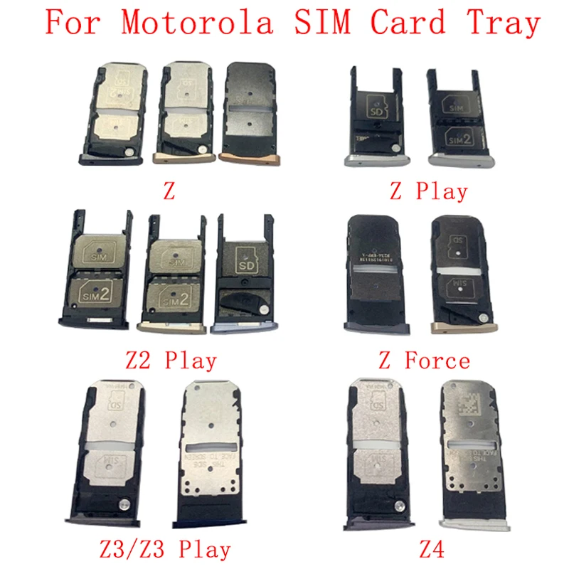 SIM Card Tray SIM Card Slot Holder For Motorola Moto Z Z Play Z2 Play Z Force Z3 Z4 Memory MicroSD Card Repair Parts