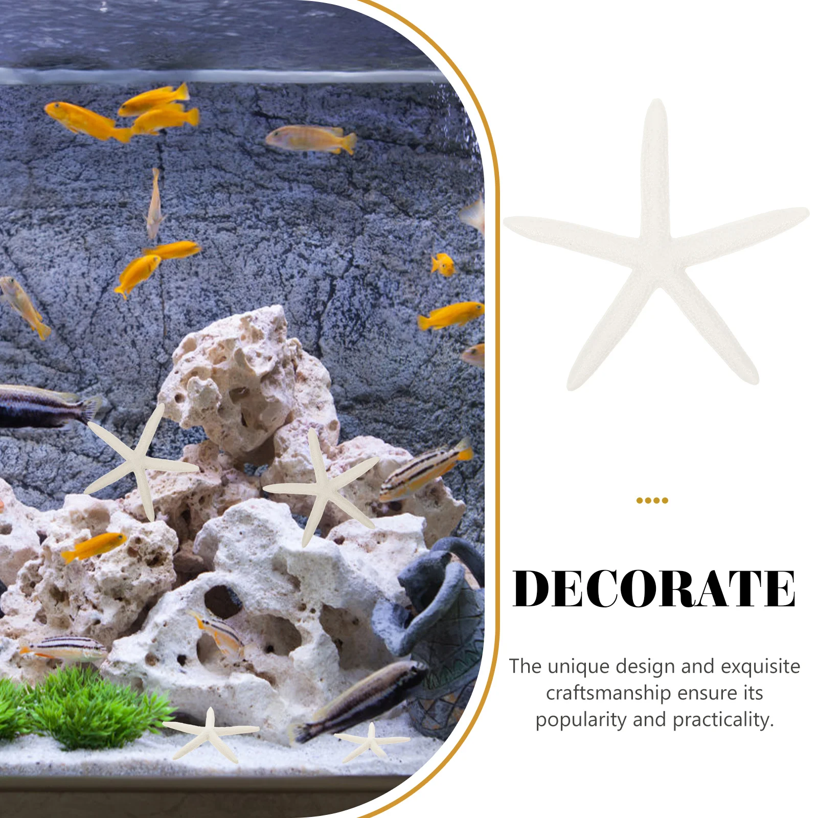 

5Pcs Natural Looking Sea Star Fish Tank Decor Micro-Landscape Ornaments Realistic Resin Aquarium Decoration Household Decor